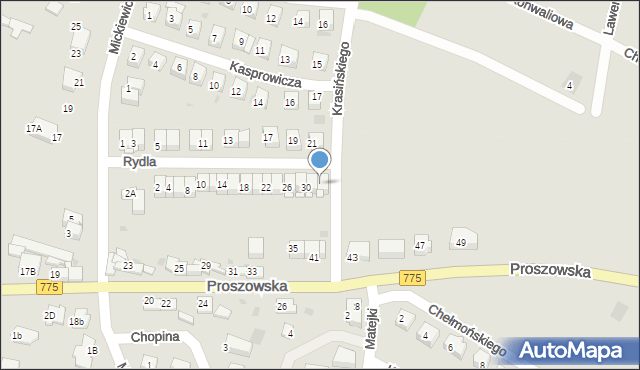 Słomniki, Rydla Lucjana, 32, mapa Słomniki