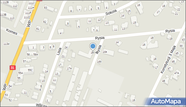 Słubice, Rysia, 12, mapa Słubice