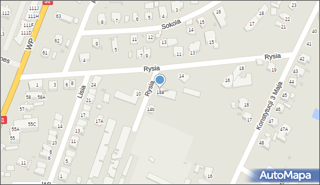 Słubice, Rysia, 14a, mapa Słubice