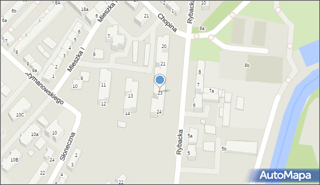 Słupsk, Rybacka, 23, mapa Słupska