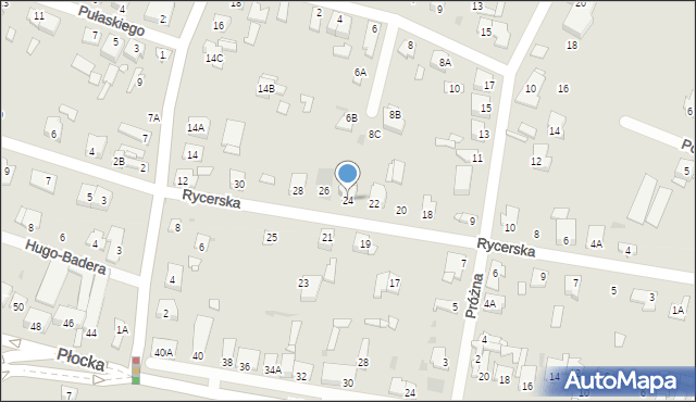 Sochaczew, Rycerska, 24, mapa Sochaczew