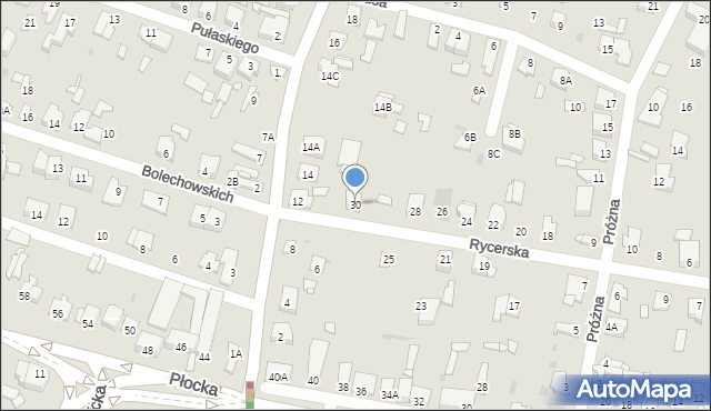 Sochaczew, Rycerska, 30, mapa Sochaczew