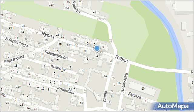 Sosnowiec, Rybna, 4, mapa Sosnowca