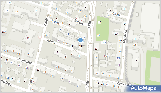 Sosnowiec, Rysia, 2B, mapa Sosnowca