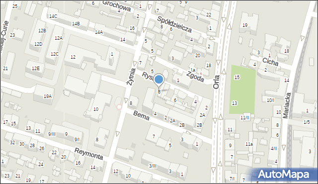 Sosnowiec, Rysia, 8, mapa Sosnowca