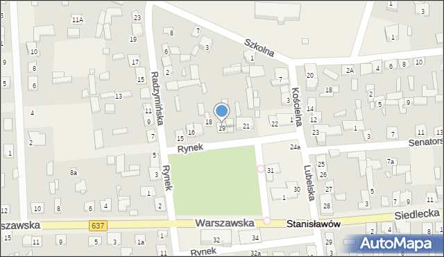 Stanisławów, Rynek, 19, mapa Stanisławów