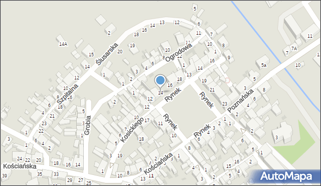 Stęszew, Rynek, 14, mapa Stęszew