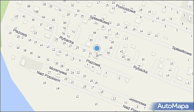 Strykowo, Rybacka, 19, mapa Strykowo