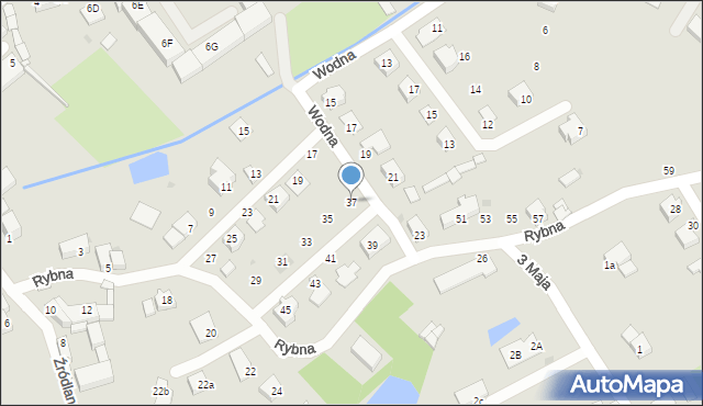 Strzegom, Rybna, 37, mapa Strzegom