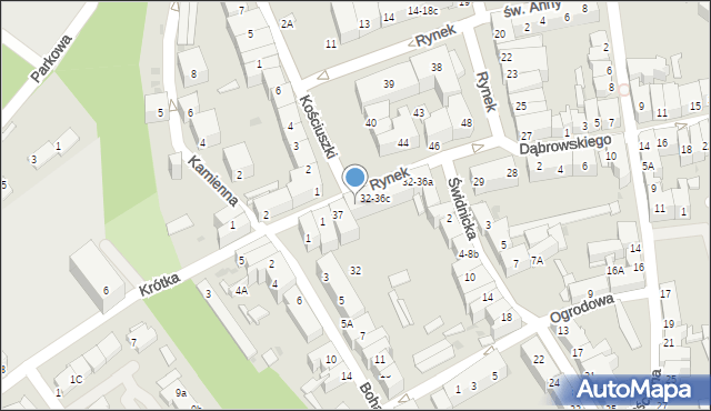 Strzegom, Rynek, 32/36D, mapa Strzegom