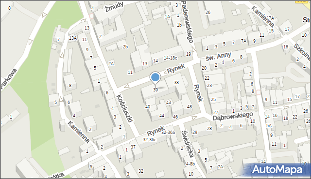 Strzegom, Rynek, 39, mapa Strzegom