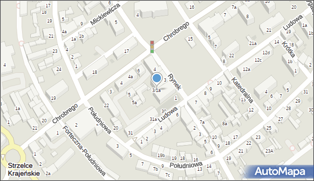 Strzelce Krajeńskie, Rynek, 3/1a, mapa Strzelce Krajeńskie