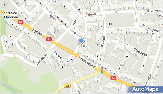 Strzelce Opolskie, Rynek, 20, mapa Strzelce Opolskie