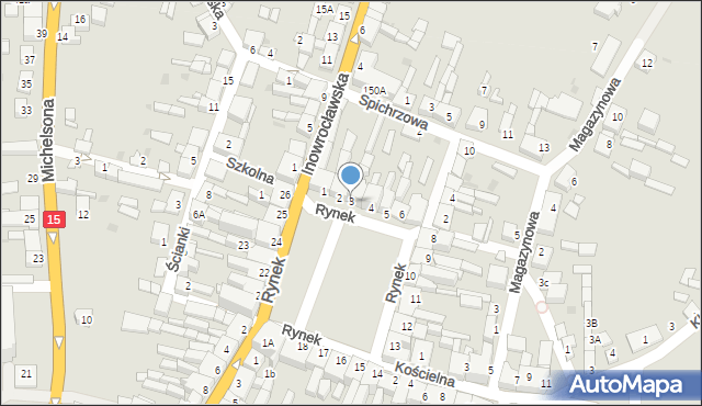 Strzelno, Rynek, 3, mapa Strzelno