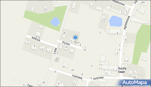 Suchy Dwór, Rysia, 6, mapa Suchy Dwór
