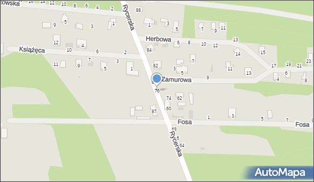 Sulejów, Rycerska, 76, mapa Sulejów