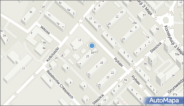 Świnoujście, Rybaki, 14, mapa Świnoujście