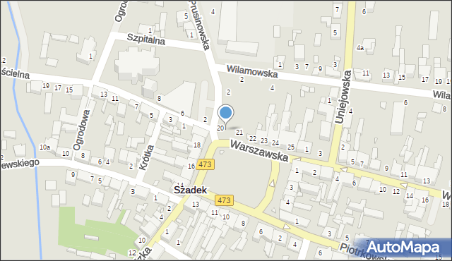 Szadek, Rynek, 20a, mapa Szadek