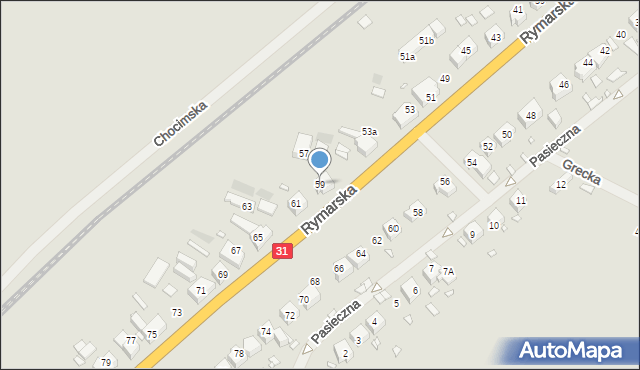 Szczecin, Rymarska, 59, mapa Szczecina