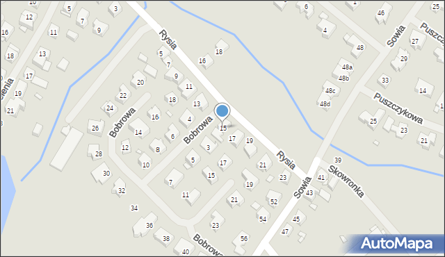Szczecin, Rysia, 15, mapa Szczecina