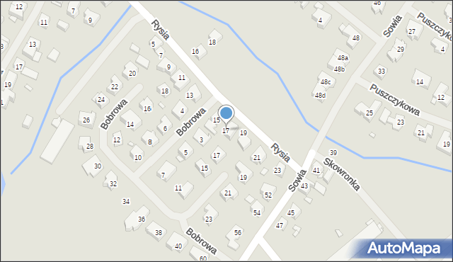 Szczecin, Rysia, 17, mapa Szczecina