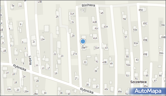 Szczerbice, Rybnicka, 33a, mapa Szczerbice