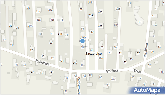 Szczerbice, Rybnicka, 53, mapa Szczerbice