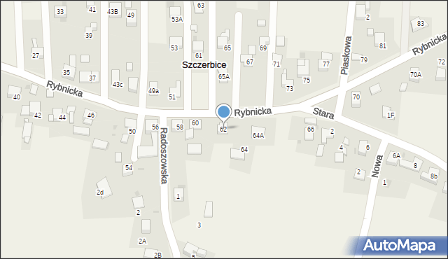 Szczerbice, Rybnicka, 62, mapa Szczerbice