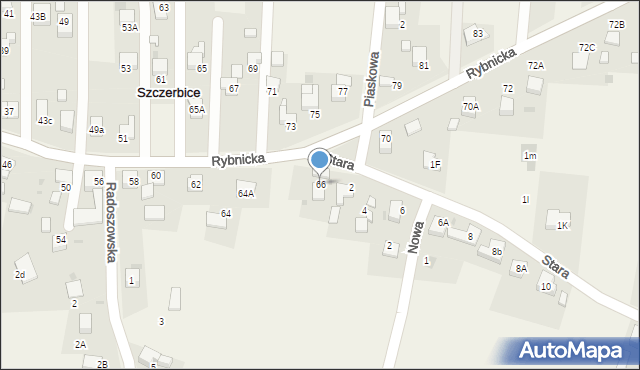Szczerbice, Rybnicka, 66, mapa Szczerbice