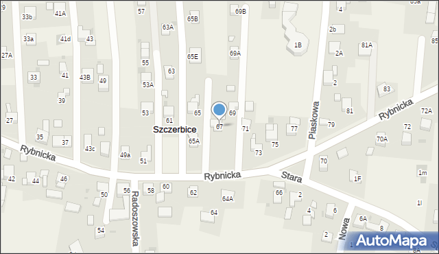 Szczerbice, Rybnicka, 67, mapa Szczerbice