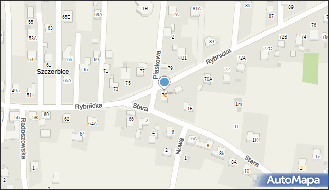 Szczerbice, Rybnicka, 70, mapa Szczerbice