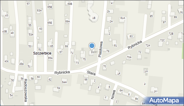 Szczerbice, Rybnicka, 77, mapa Szczerbice