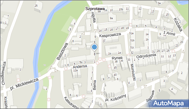Szprotawa, Rynek, 6, mapa Szprotawa