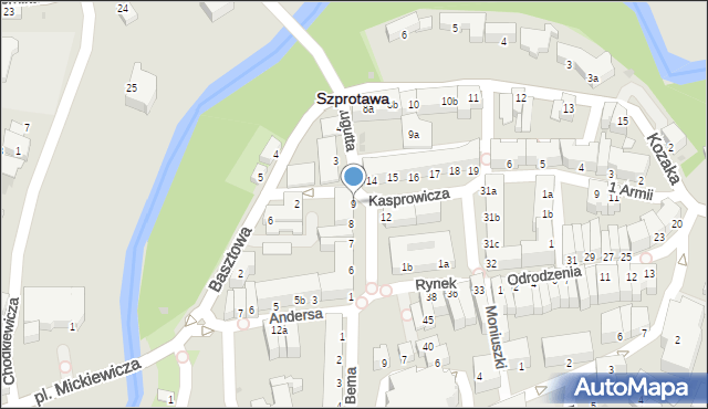 Szprotawa, Rynek, 9, mapa Szprotawa