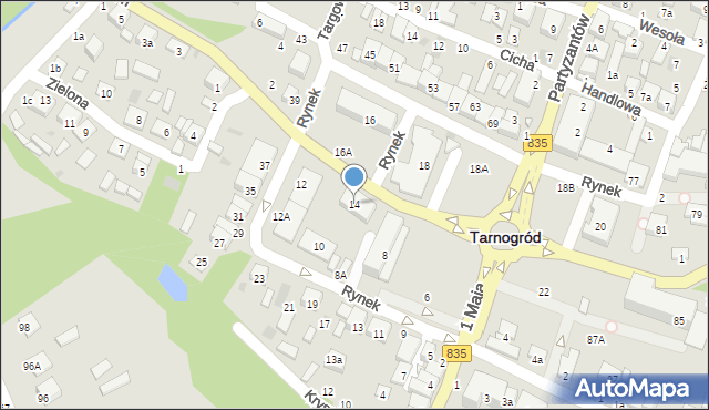 Tarnogród, Rynek, 14, mapa Tarnogród