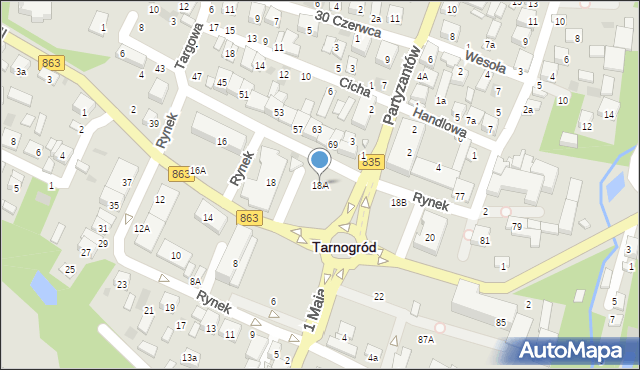 Tarnogród, Rynek, 18A, mapa Tarnogród