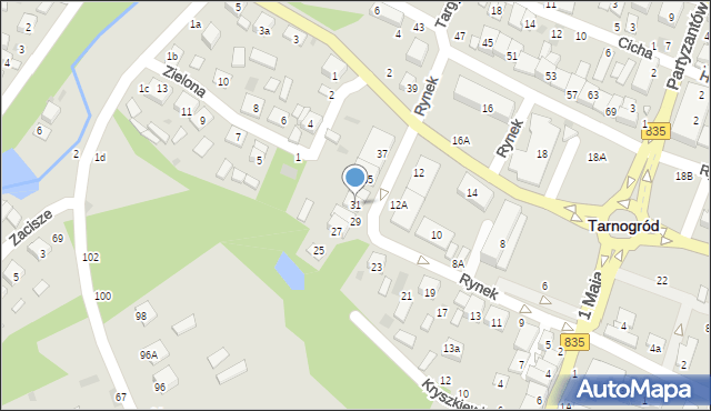 Tarnogród, Rynek, 31, mapa Tarnogród