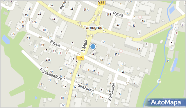 Tarnogród, Rynek, 4, mapa Tarnogród