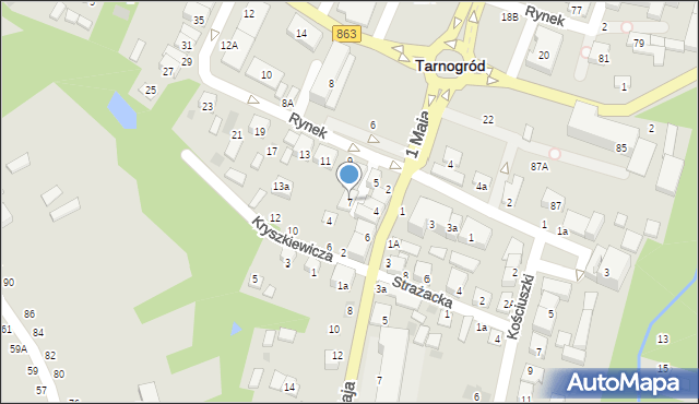 Tarnogród, Rynek, 7, mapa Tarnogród