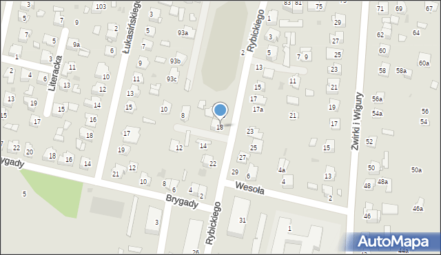 Tomaszów Lubelski, Rybickiego Józefa, dr., 18, mapa Tomaszów Lubelski