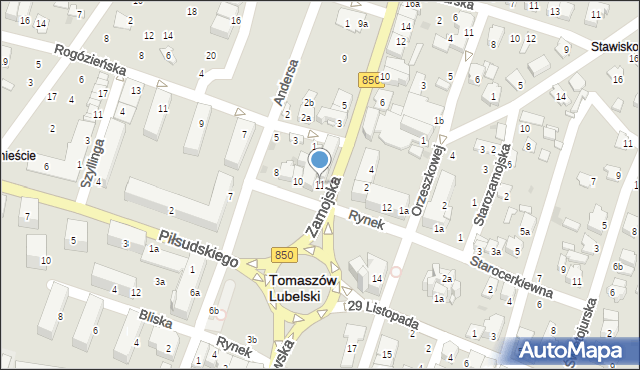 Tomaszów Lubelski, Rynek, 11, mapa Tomaszów Lubelski