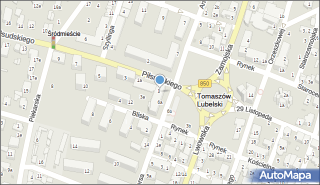 Tomaszów Lubelski, Rynek, 6, mapa Tomaszów Lubelski