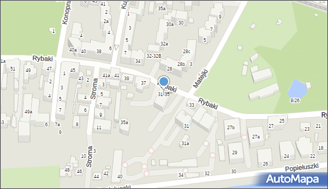 Toruń, Rybaki, 31-35, mapa Torunia