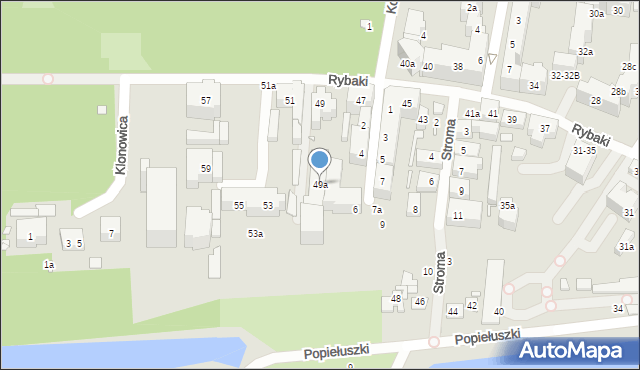 Toruń, Rybaki, 49a, mapa Torunia