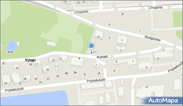 Toruń, Rybaki, 6, mapa Torunia