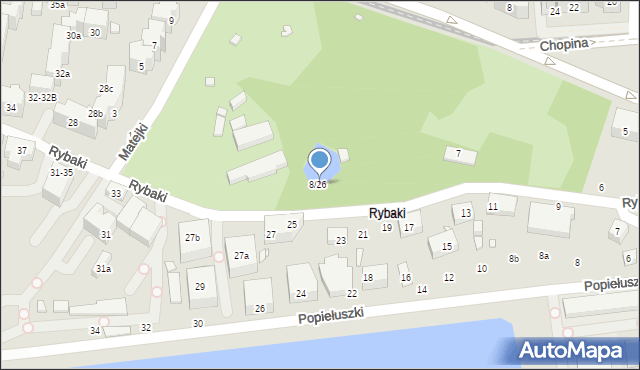 Toruń, Rybaki, 8/26, mapa Torunia