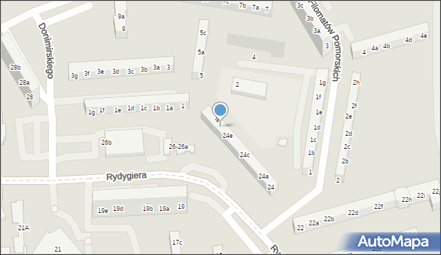 Toruń, Rydygiera Ludwika, 24f, mapa Torunia