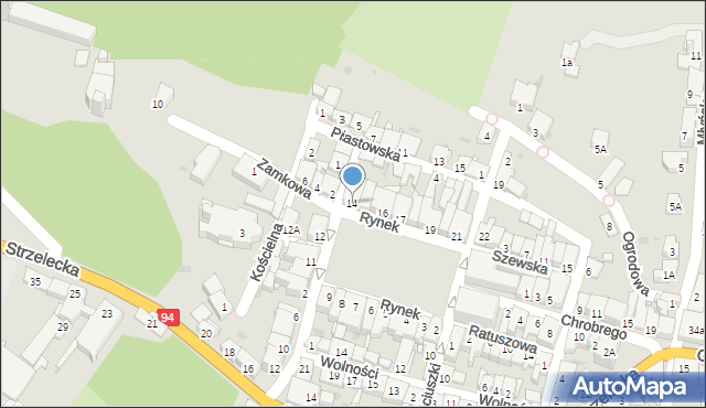 Toszek, Rynek, 14, mapa Toszek