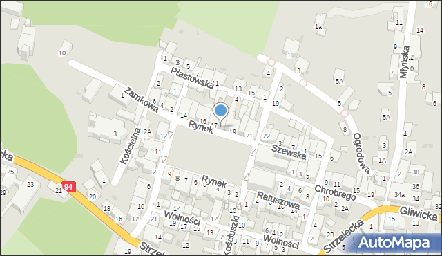 Toszek, Rynek, 18, mapa Toszek