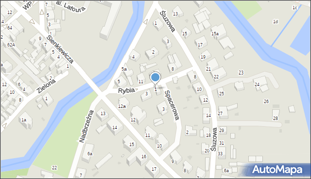 Trzebiatów, Rybia, 1, mapa Trzebiatów